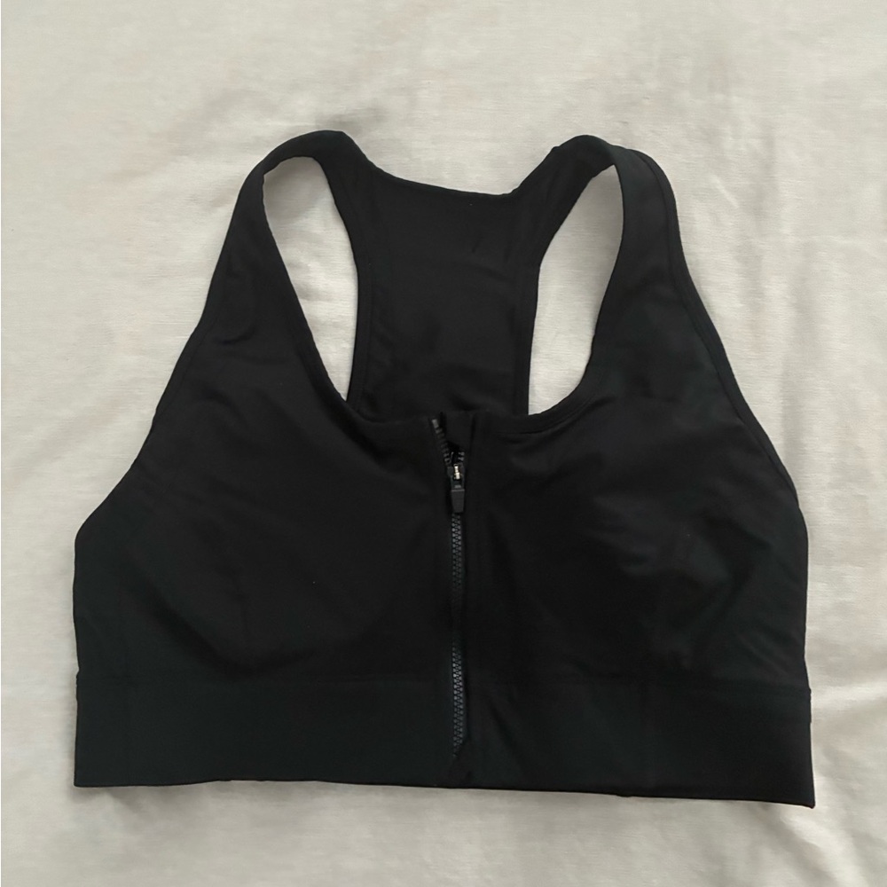 Fabletics Black Zip-Front Sports Bra